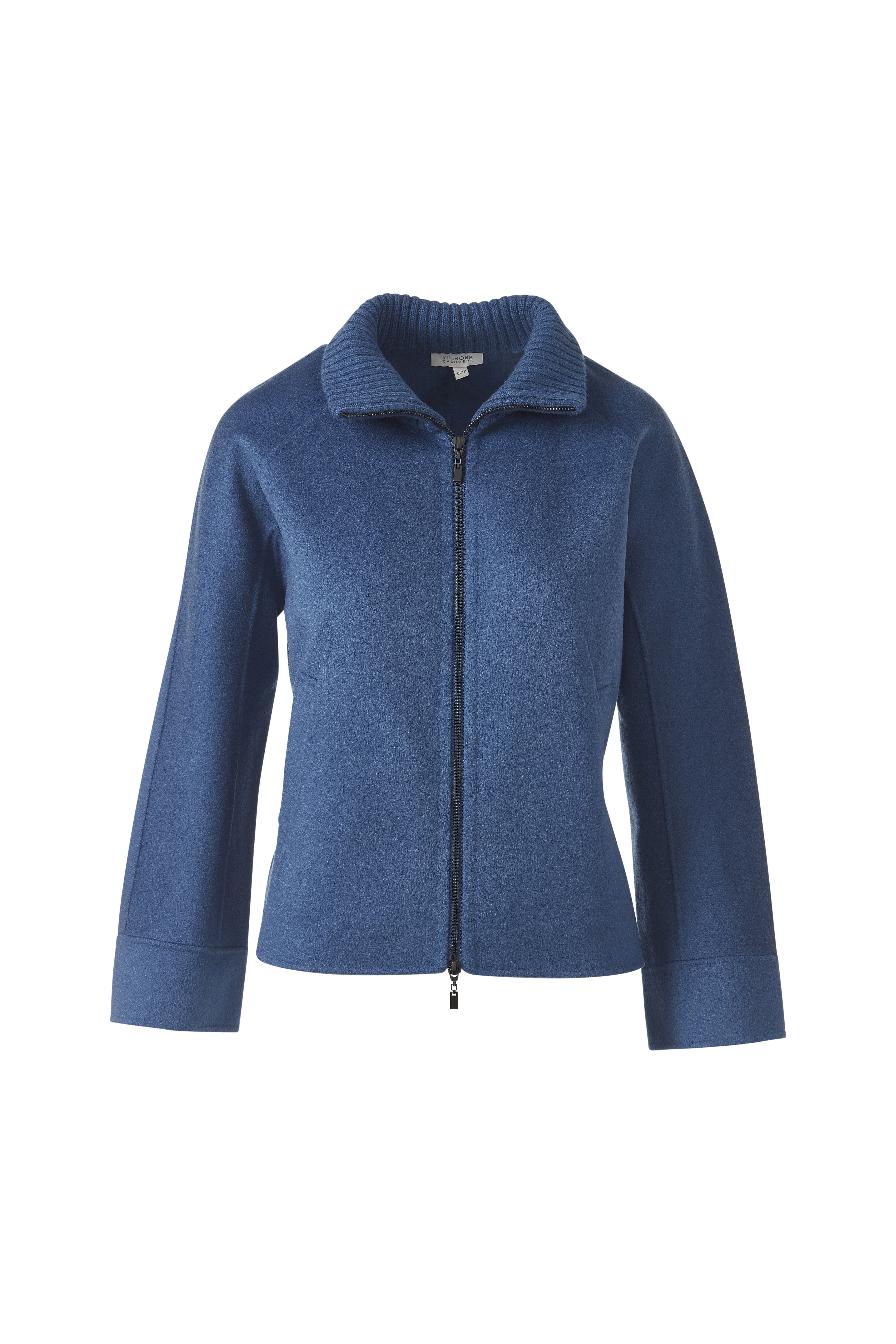 SHORT KNIT TRIM ZIP MOCK COAT – Kinross Cashmere