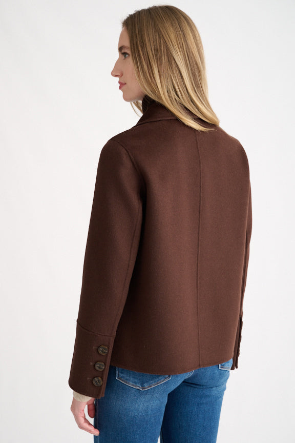 Cable Knit Insert Notch Collar Coat