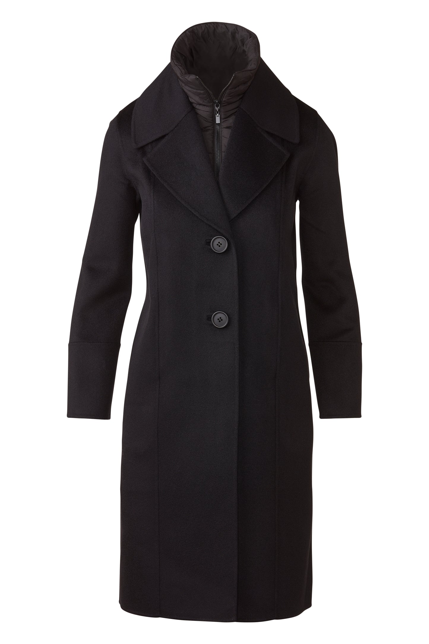 Quilted Insert Notch Collar Coat