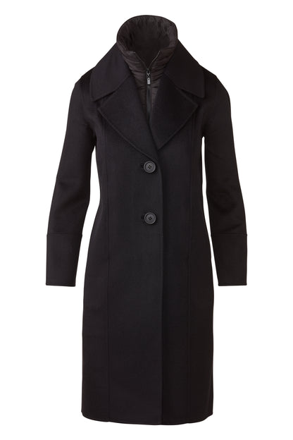 Quilted Insert Notch Collar Coat
