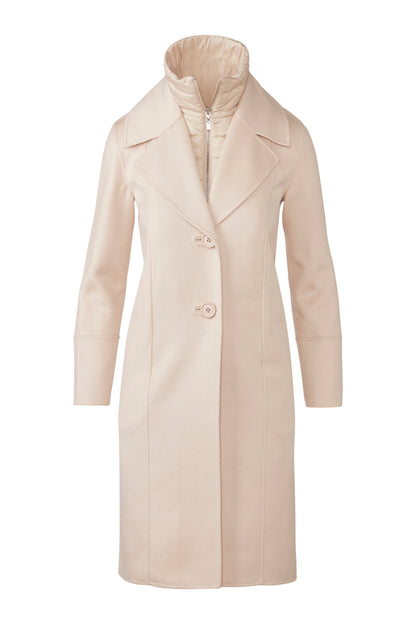 Quilted Insert Notch Collar Coat