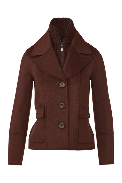 Cable Knit Insert Notch Collar Coat