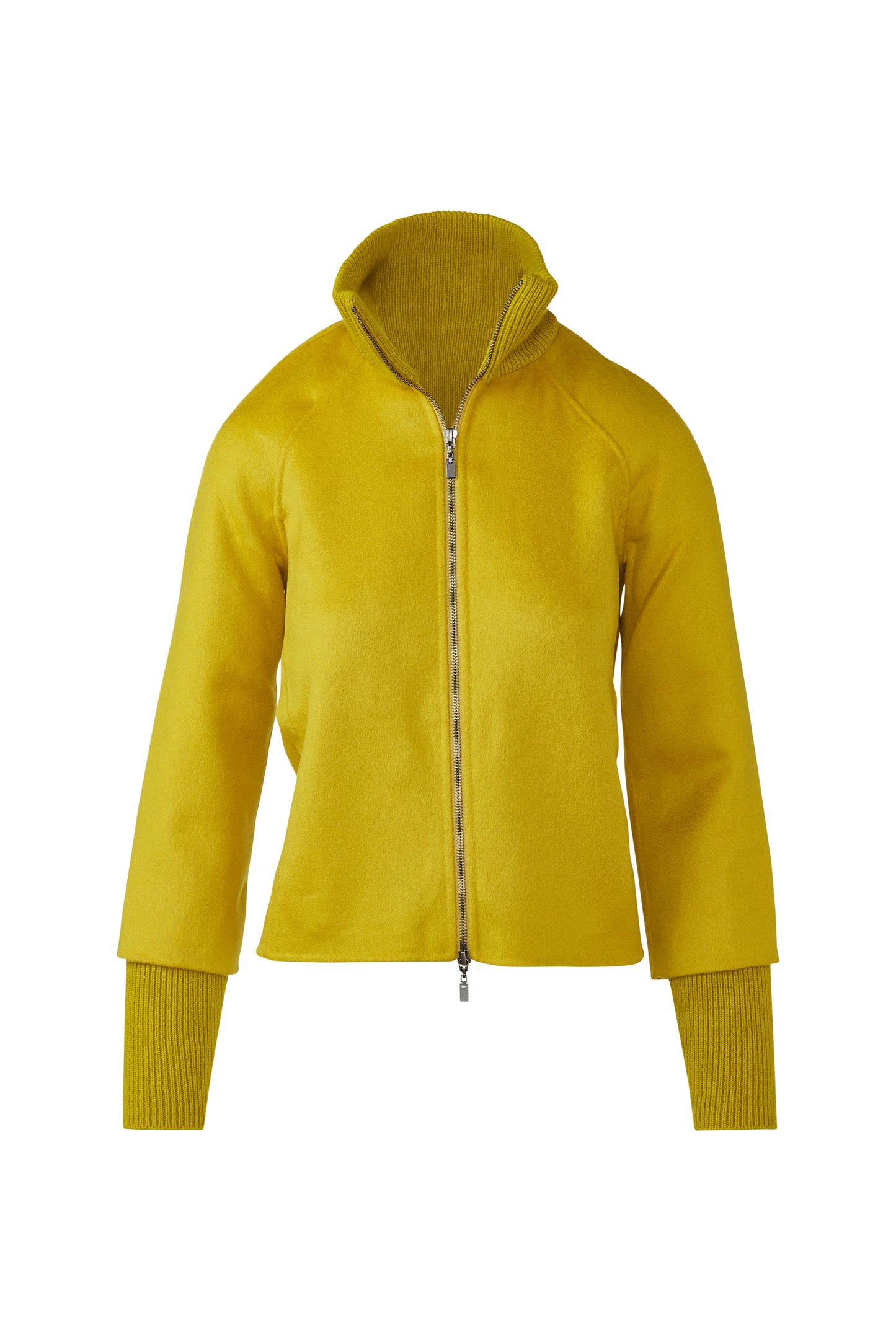 Classic Knit Trim Zip Mock Coat