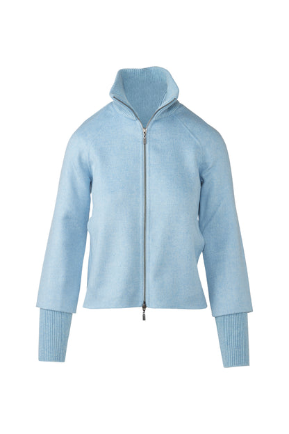 Classic Knit Trim Zip Mock Coat