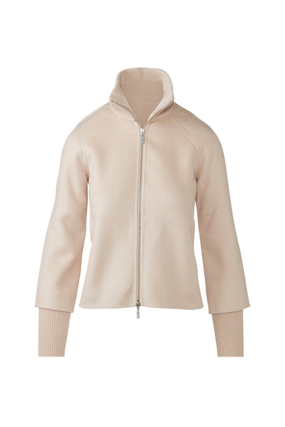 Classic Knit Trim Zip Mock Coat
