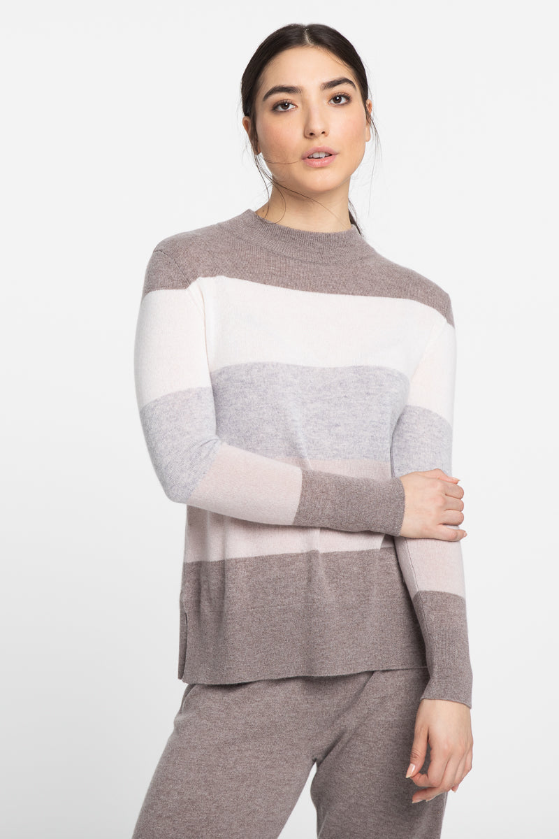 WIDE STRIPE CREW PULLOVER