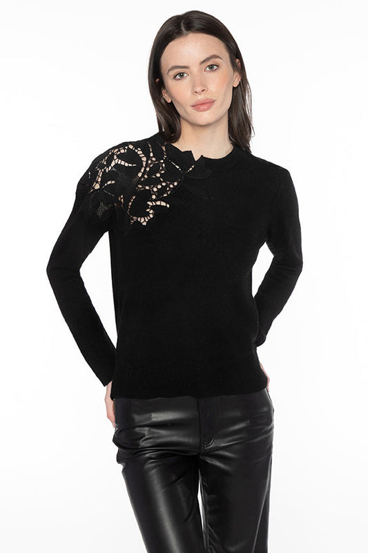 LACE APPLIQUE CREW