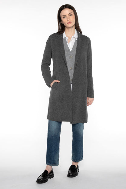 DOUBLEKNIT NOTCH COLLAR CARDIGAN