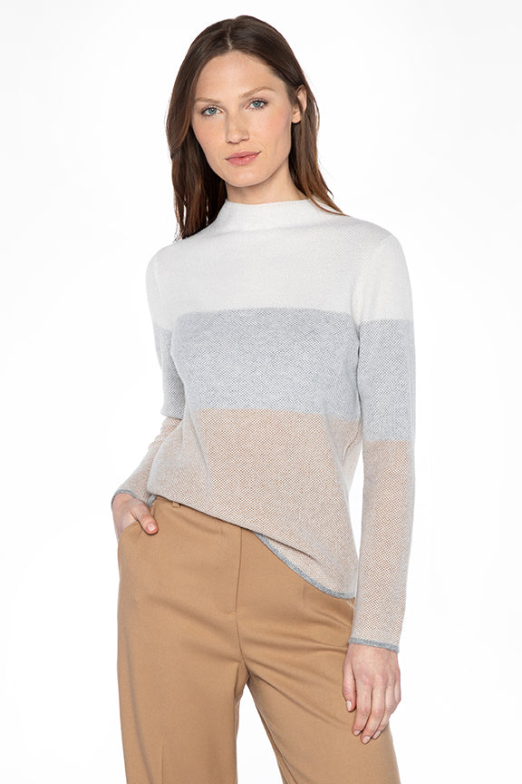 PLAITED HONEYCOMB WIDE STRIPE PULLOVER