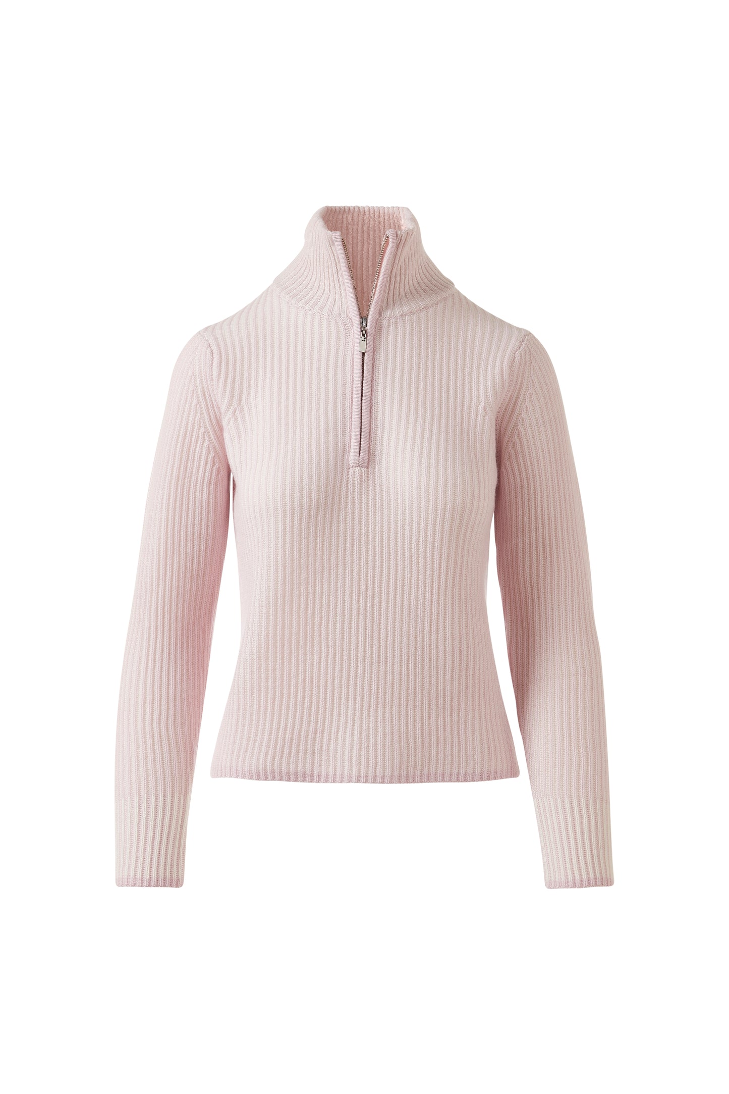 PLAITED RIB ZIP MOCK