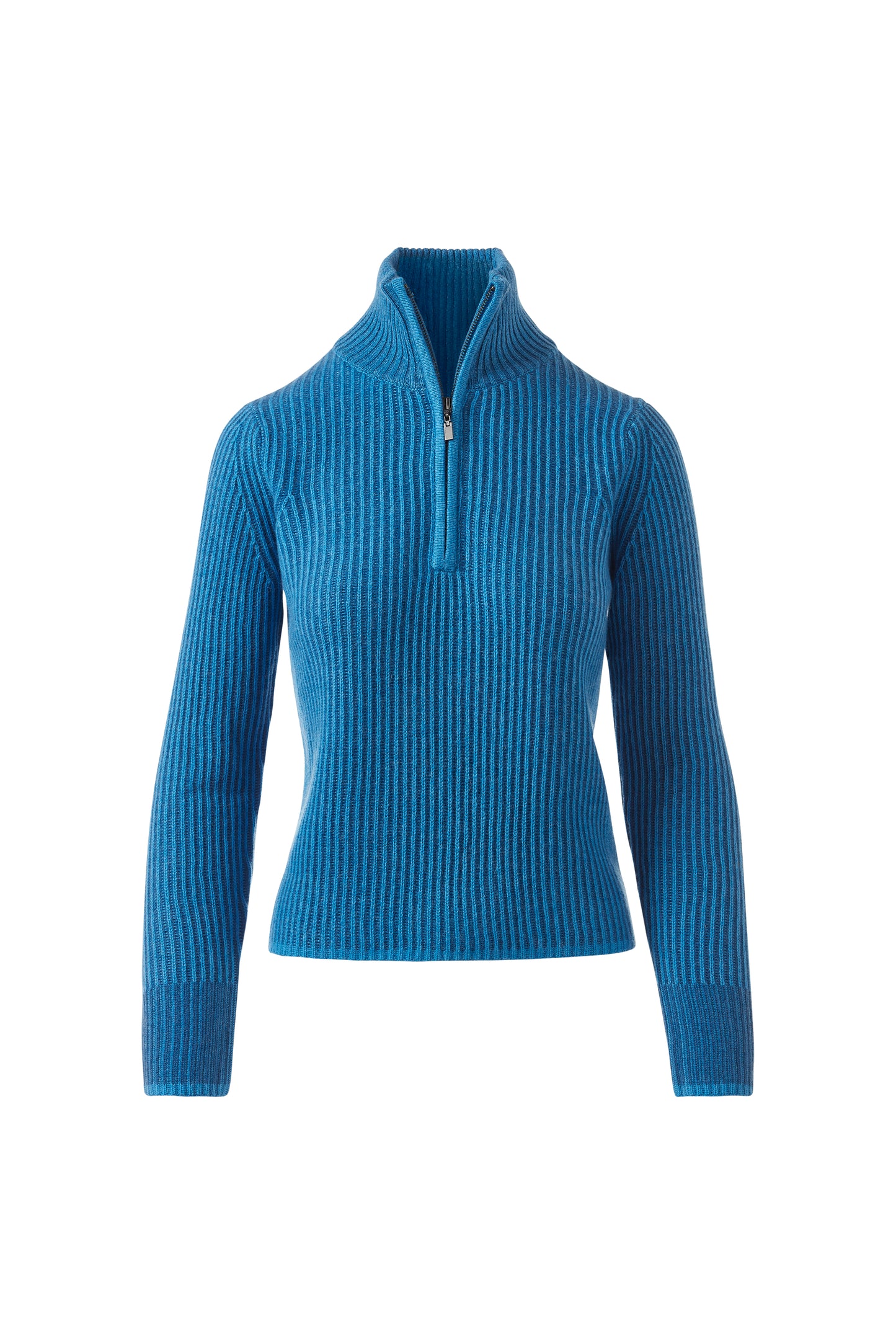 PLAITED RIB ZIP MOCK