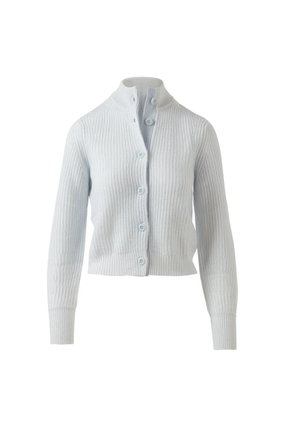 PLAITED RIB BUTTON MOCK CARDIGAN