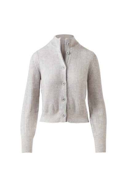 PLAITED RIB BUTTON MOCK CARDIGAN