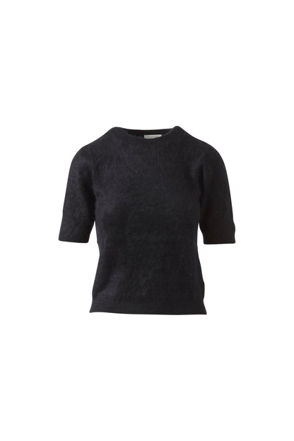 BRUSHED CASHMERE SHORT SLEEVE CREW