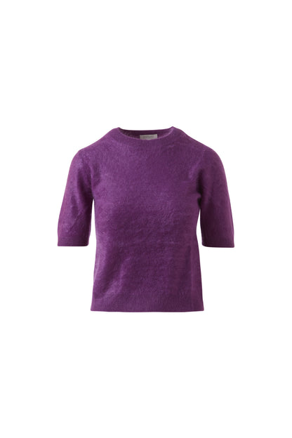 BRUSHED CASHMERE SHORT SLEEVE CREW