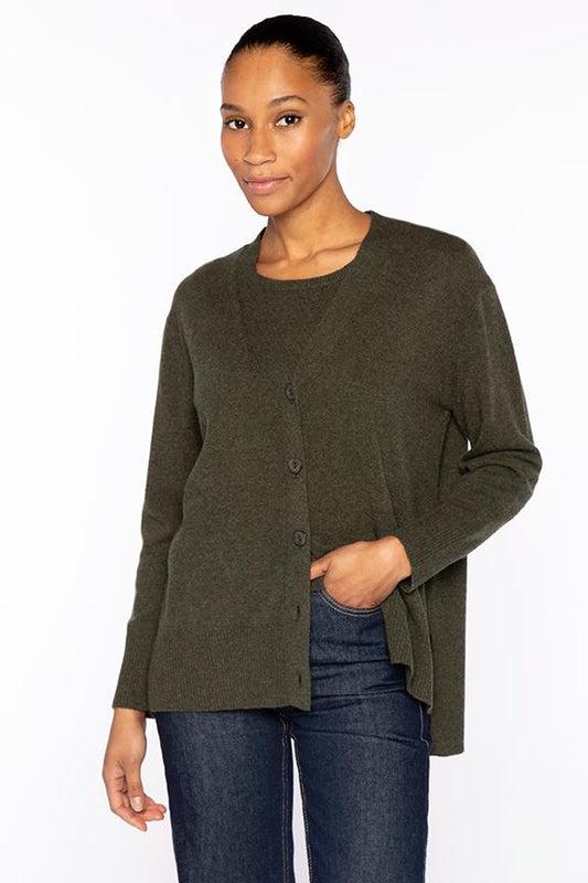 HI-LOW EASY BUTTON CARDIGAN