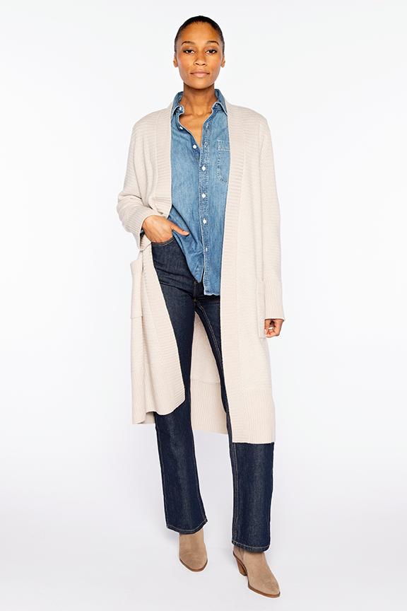 TEXTURED DUSTER CARDIGAN