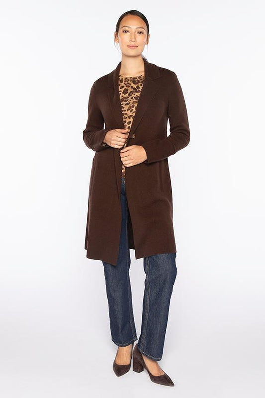 LONG NOTCH COLLAR CARDIGAN