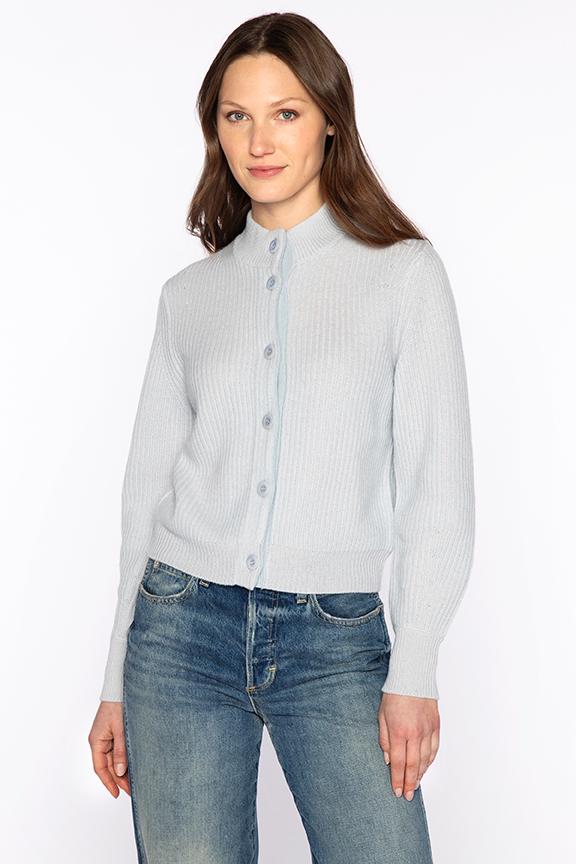 PLAITED RIB BUTTON MOCK CARDIGAN