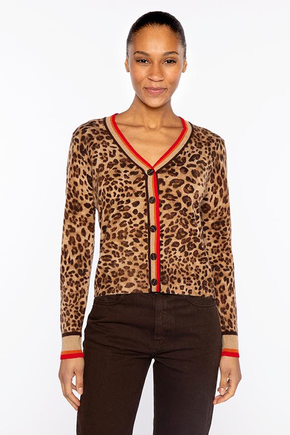 TIPPED LEOPARD CARDIGAN