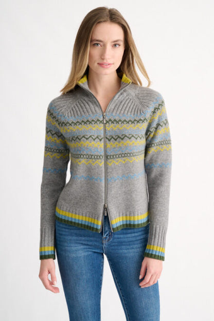 Fairisle Zip Mock Cardigan