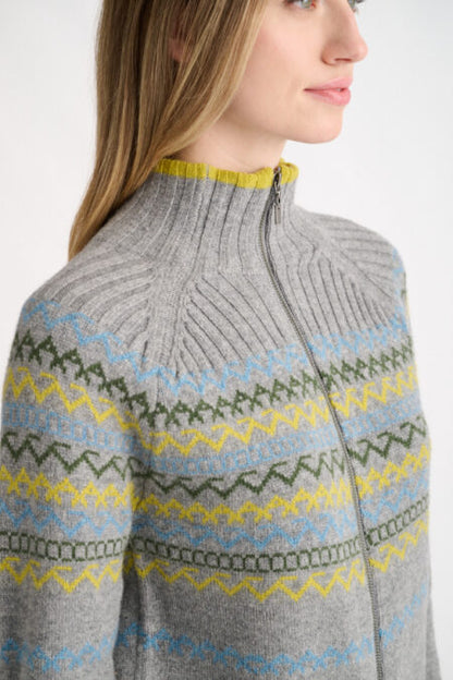 Fairisle Zip Mock Cardigan