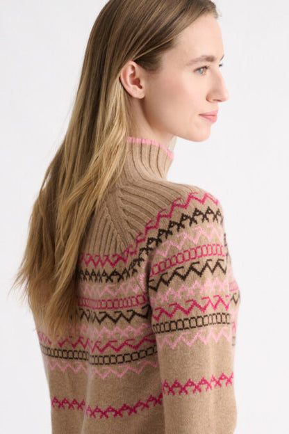 Fairisle Zip Mock Cardigan