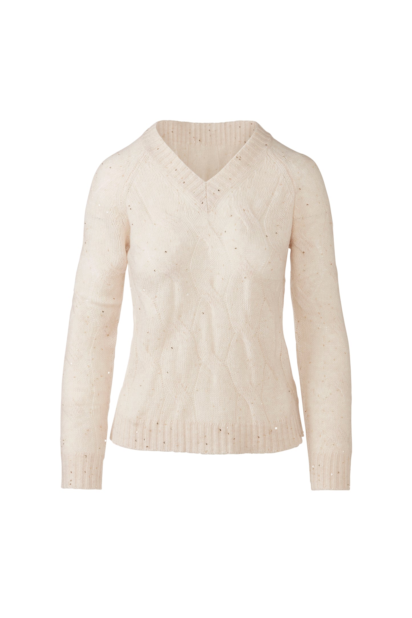 Cashmere Sequin Cable Vee