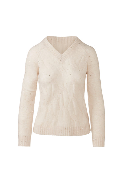 Cashmere Sequin Cable Vee
