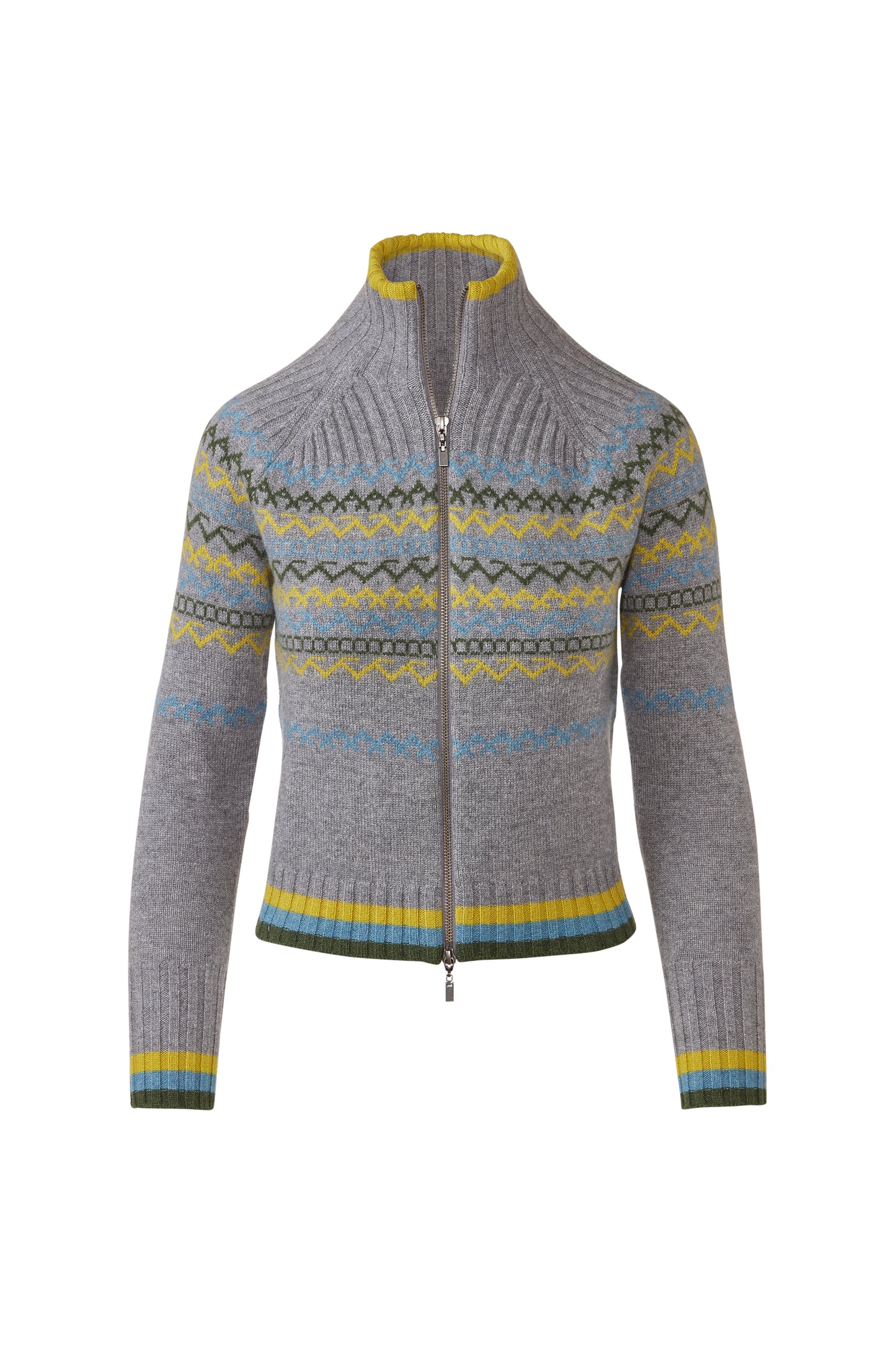 Fairisle Zip Mock Cardigan