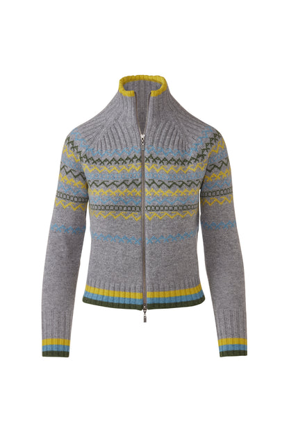 Fairisle Zip Mock Cardigan