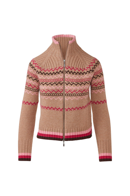 Fairisle Zip Mock Cardigan
