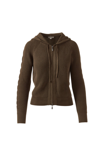 CABLE AND RIB ZIP HOODIE