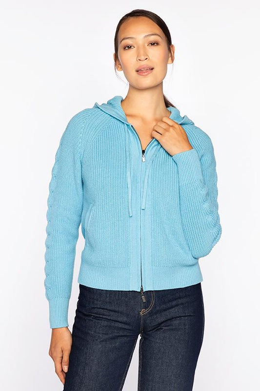 CABLE AND RIB ZIP HOODIE