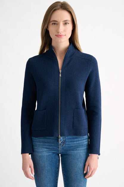 Tailored Zip Mock Cardigan