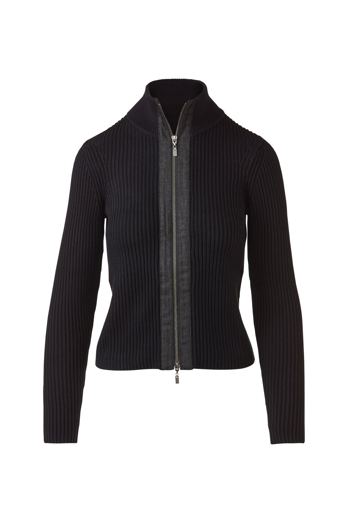 Denim Trim Zip Mock