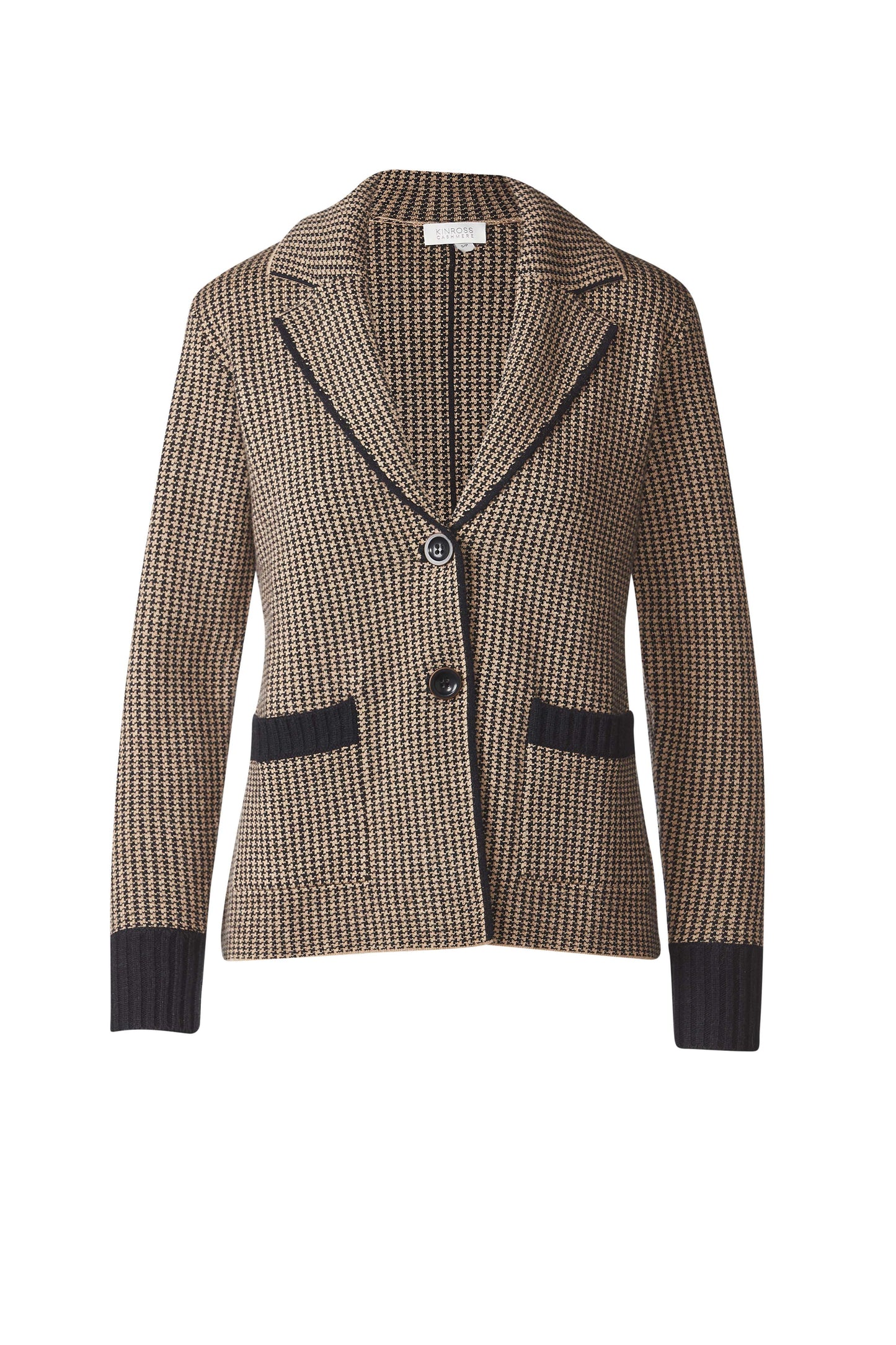 HOUNDSTOOTH NOTCH COLLAR CARDIGAN