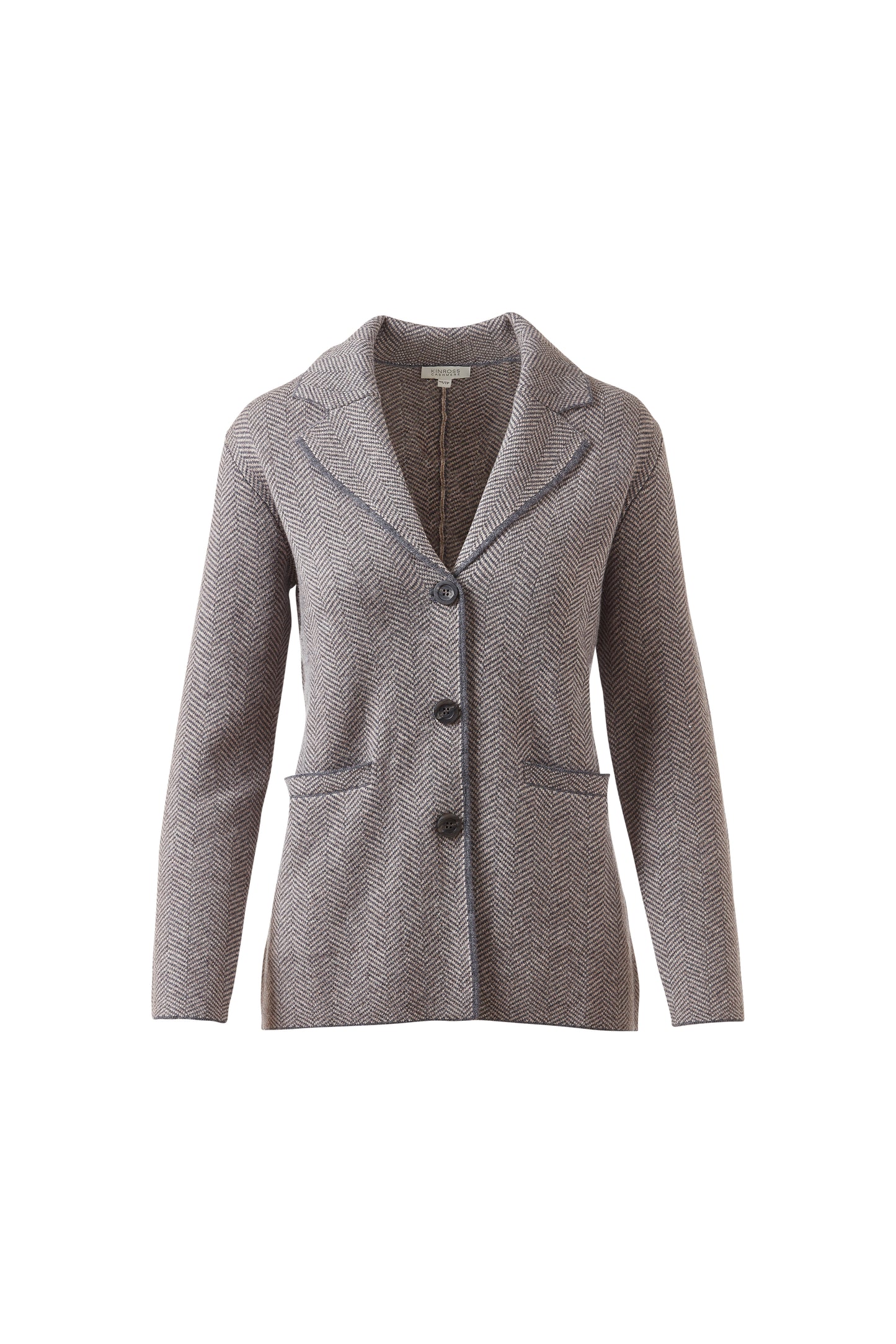 HERRINGBONE NOTCH COLLAR CARDIGAN