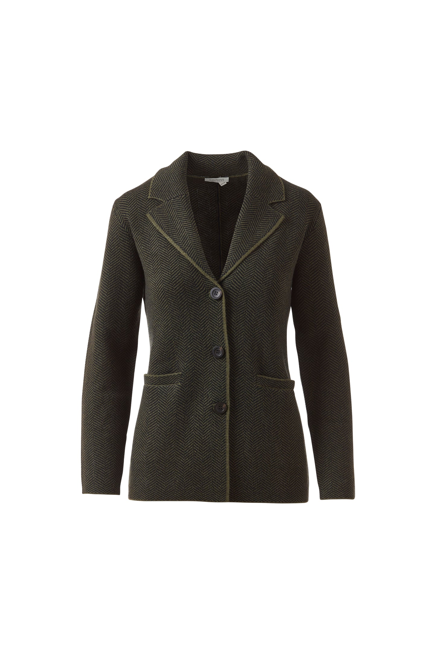 HERRINGBONE NOTCH COLLAR CARDIGAN