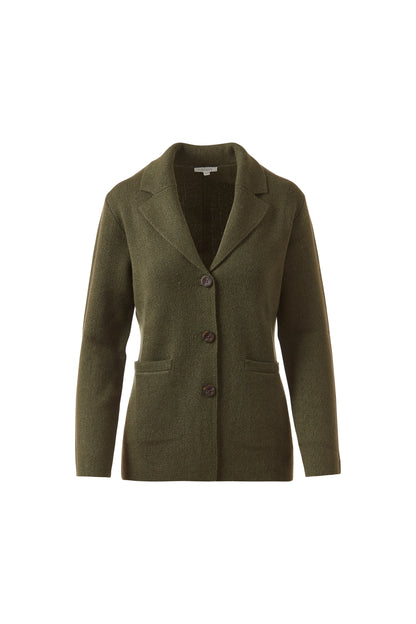 HERRINGBONE NOTCH COLLAR CARDIGAN