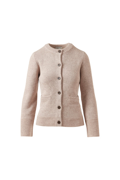 DOUBLEKNIT FITTED CREW CARDIGAN