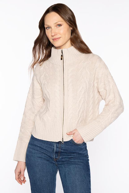LUXE CABLE ZIP CARDIGAN