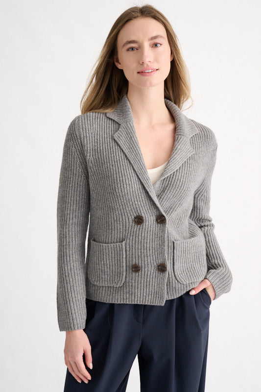 Rib Notch Collar Cardigan