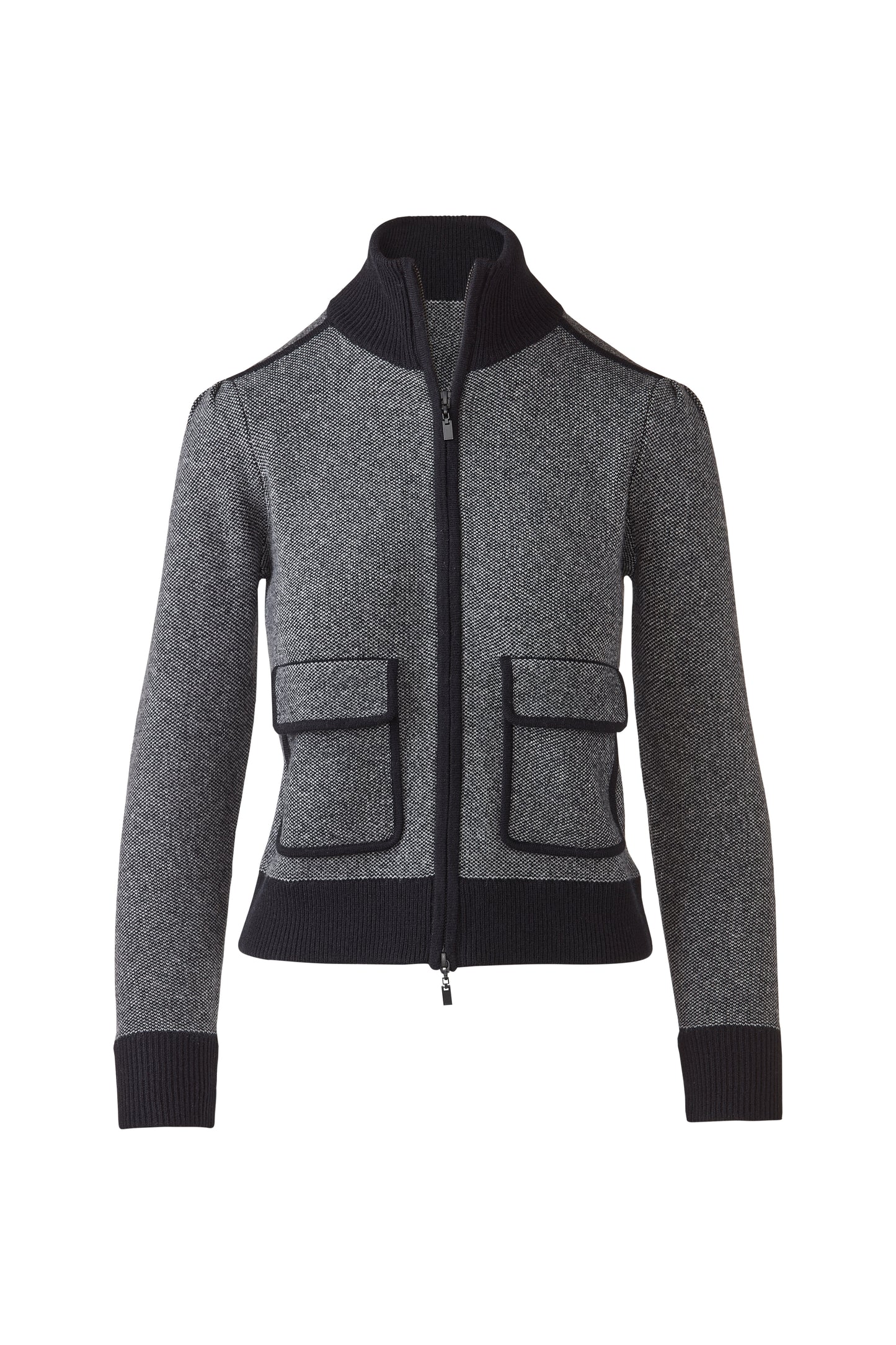 Tweed Zip Mock Cardigan