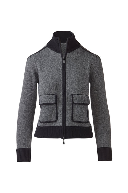 Tweed Zip Mock Cardigan