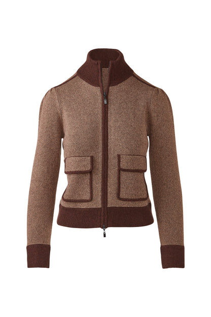 Tweed Zip Mock Cardigan