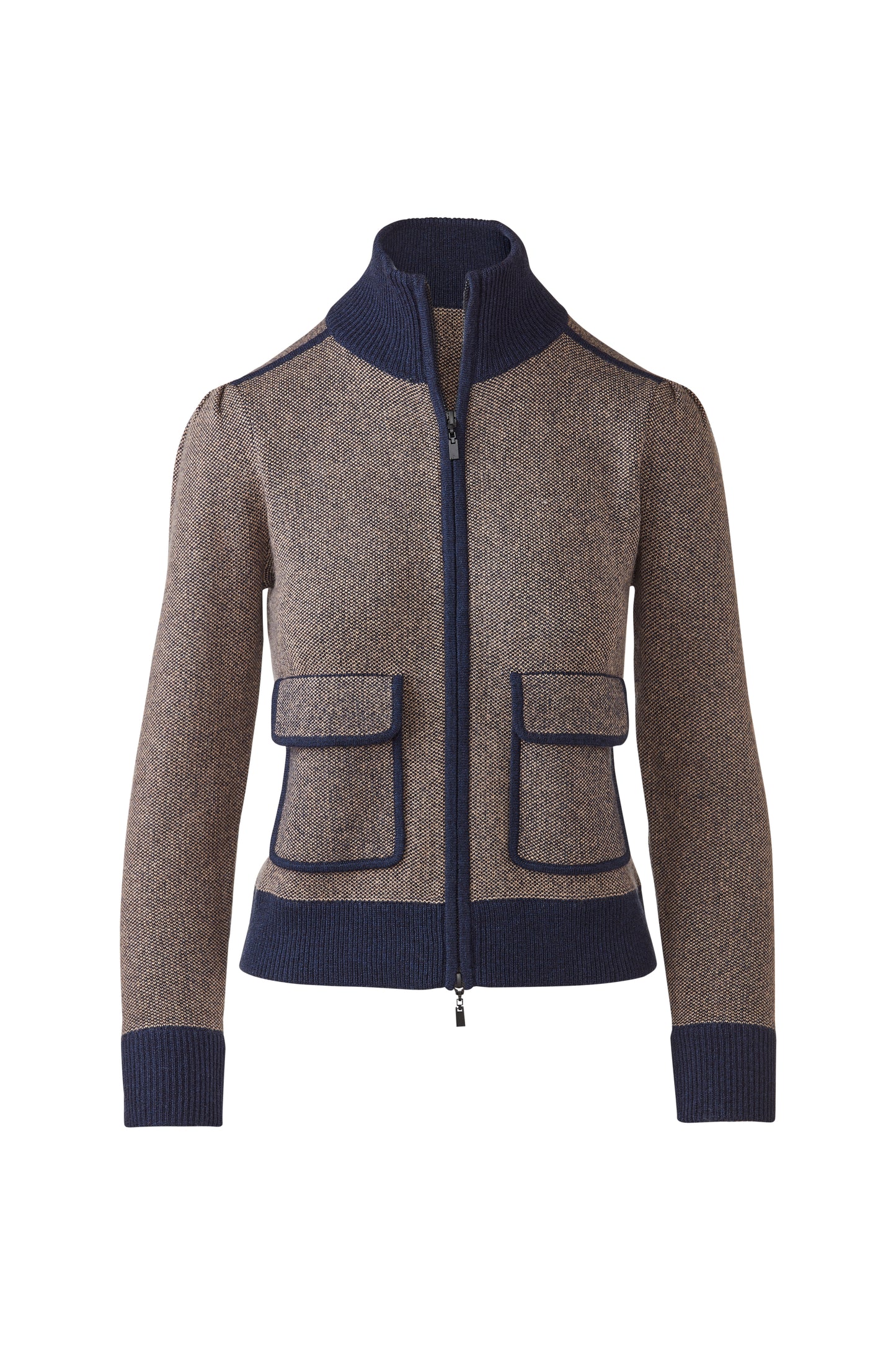 Tweed Zip Mock Cardigan