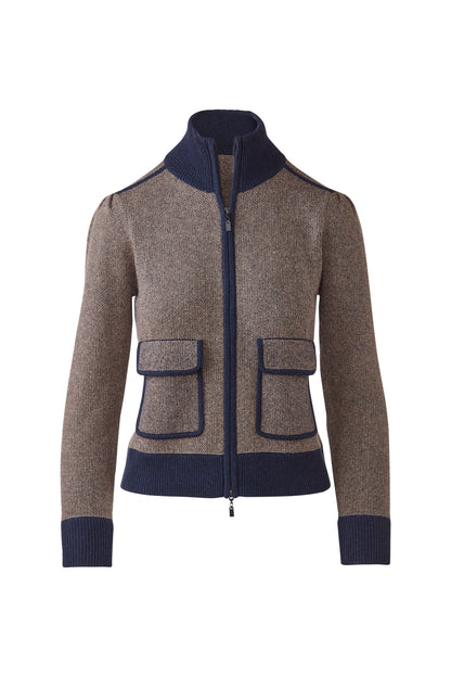 Tweed Zip Mock Cardigan