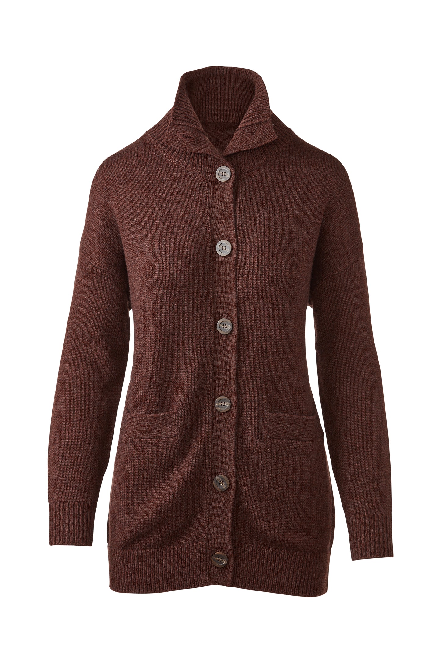 Long Button Mock Cardigan