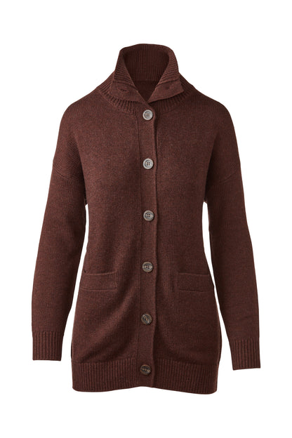Long Button Mock Cardigan